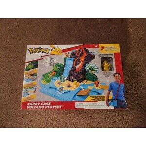 Pokemon Newly Seal Carry Case With Pikachu Figure Jazwares 2022 Volcano Playset